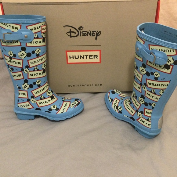 Hunter Boots Wellies Mickey Mouse Rain Boots Blue Unisex Kid's Size 1 NEW IN BOX - Picture 1 of 1